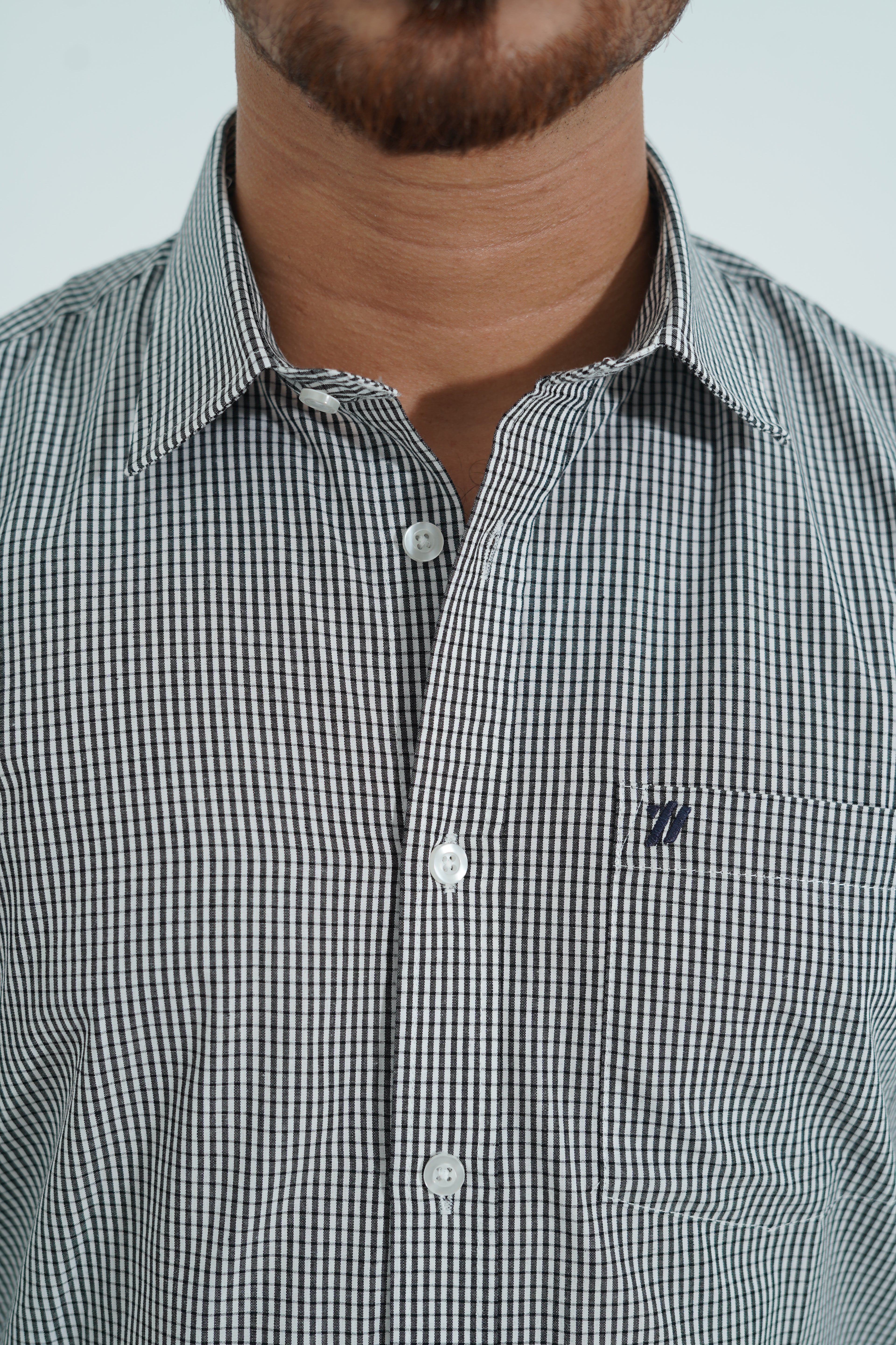 Premium Full Sleeve Mini Gingham Teal Shirt