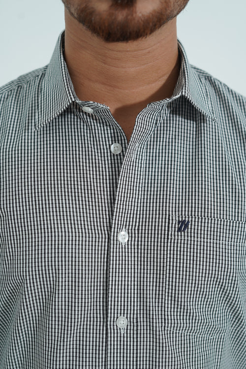 Premium Full Sleeve Mini Gingham Teal Shirt