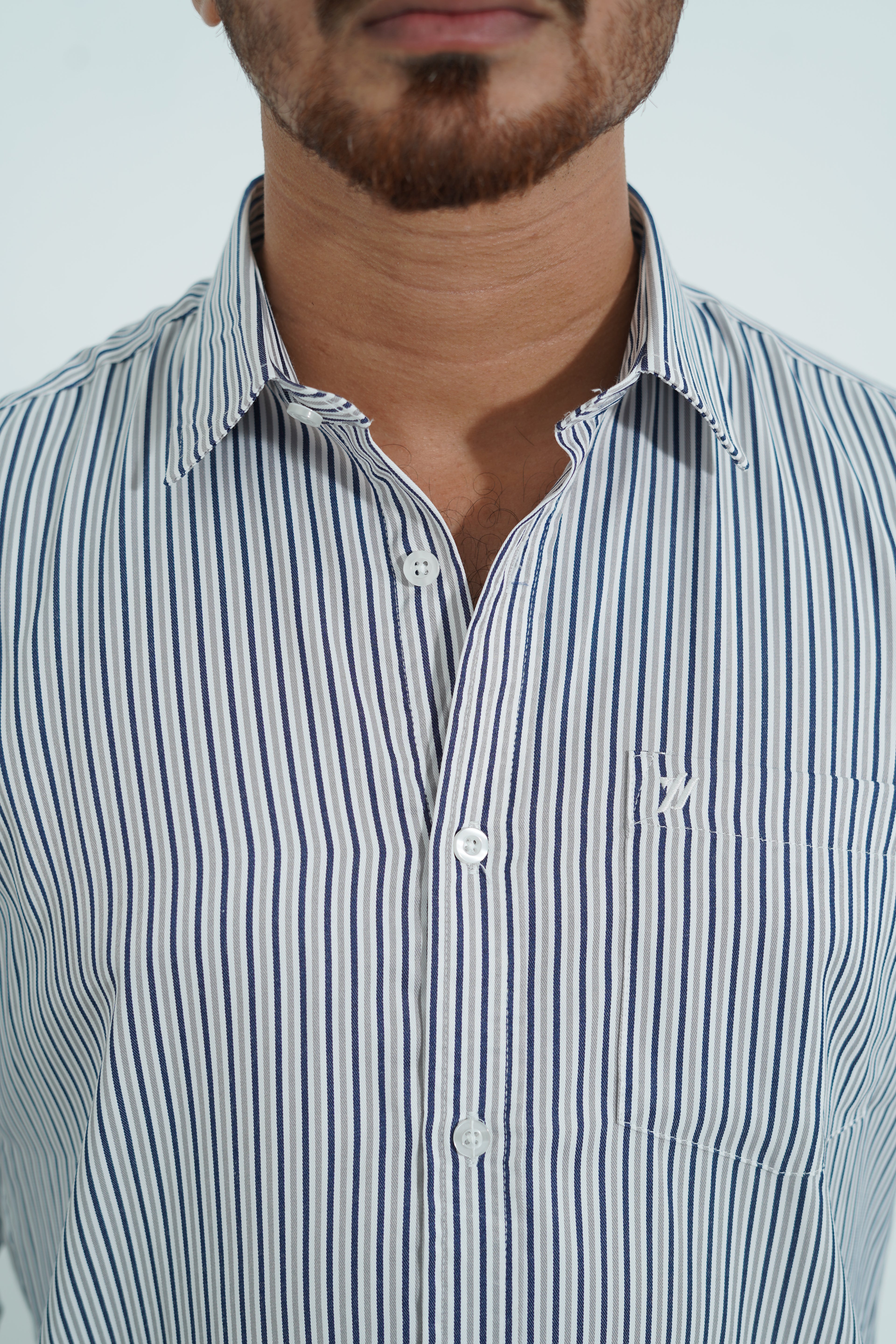Premium Full Sleeve Navy Pinstripe Shirt