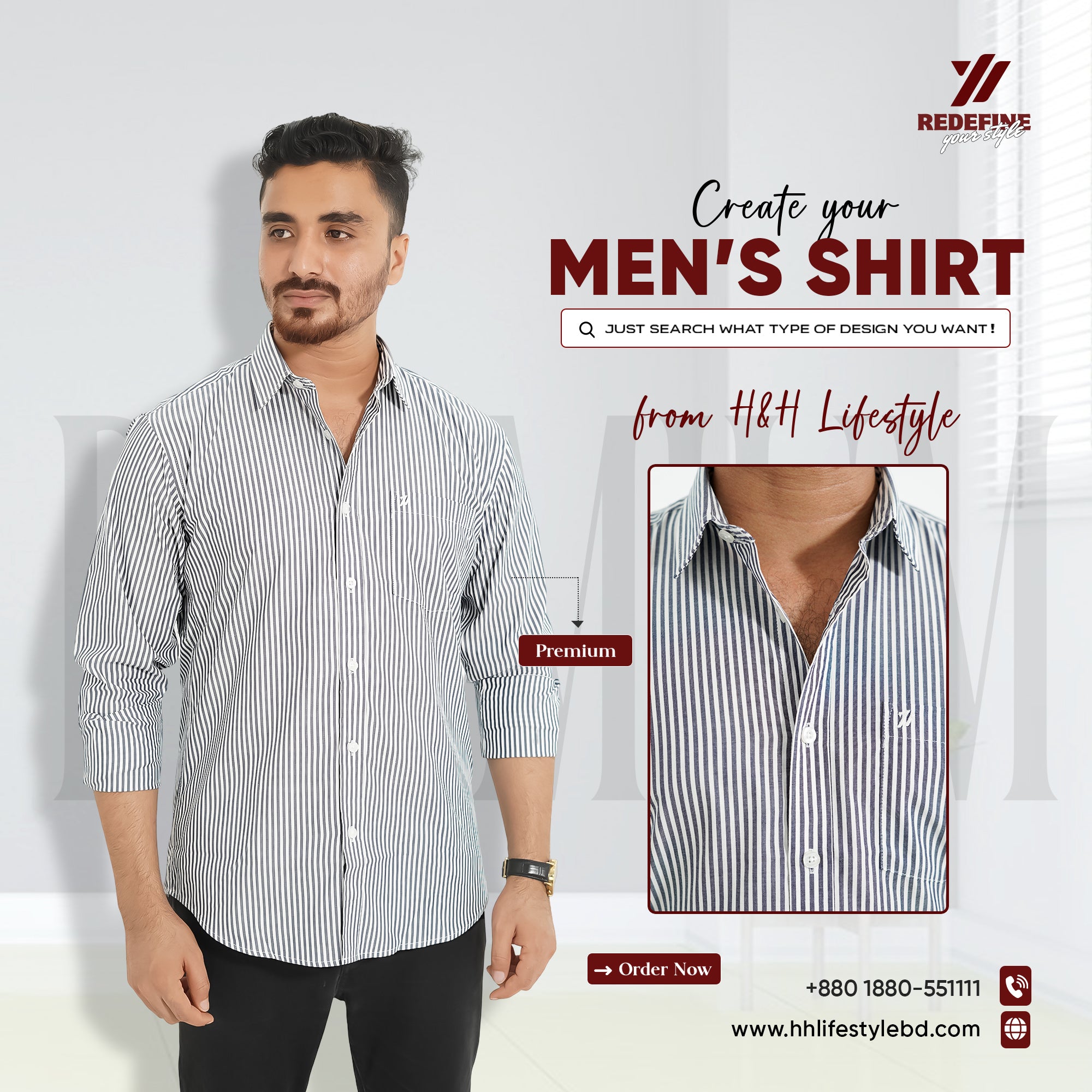 Premium Full Sleeve Charcoal Stripe Shirt