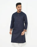 Pure White Textured Premium Punjabi with Contrast Collar
