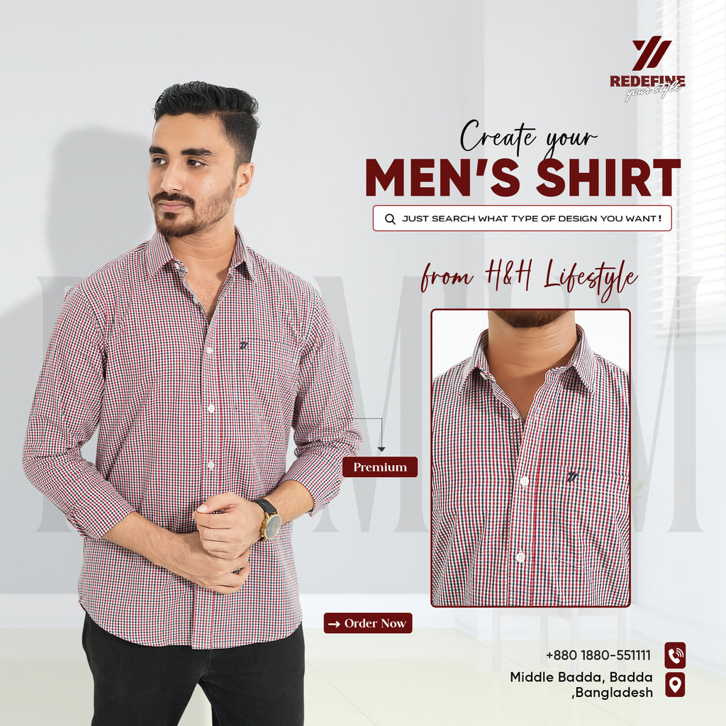 Premium Full Sleeve Mini Gingham Check Shirt