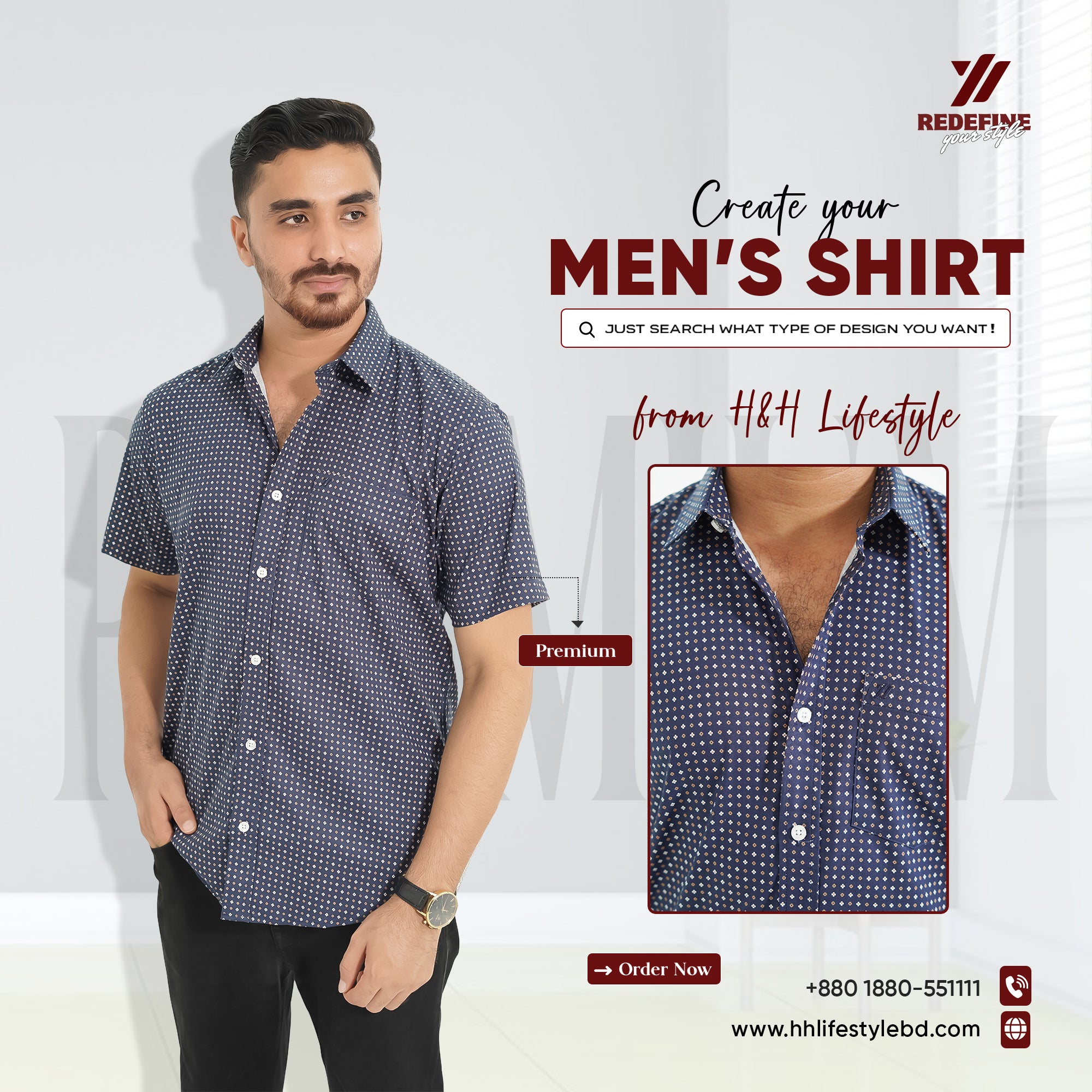 Premium Half Sleeve Dotted Print Casual Shirt